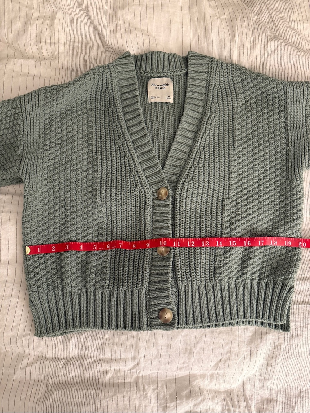 Abercrombie & Fitch Sage Green Textured Knit Button Cardigan - Picture 11 of 15
